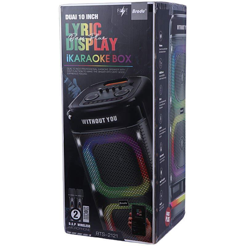 اسپیکر چمدانی بلوتوثی برودو BTS-2121 + میکروفون و ریموت کنترل