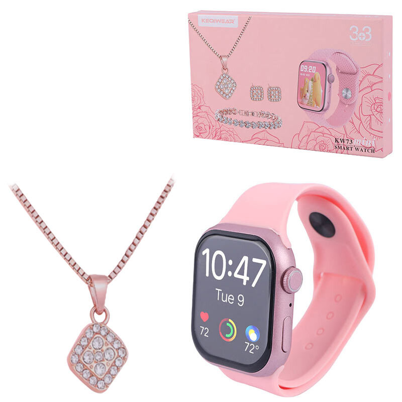 پکیج ساعت هوشمند و دستبند و گوشواره کیگی ویر KW73 mini