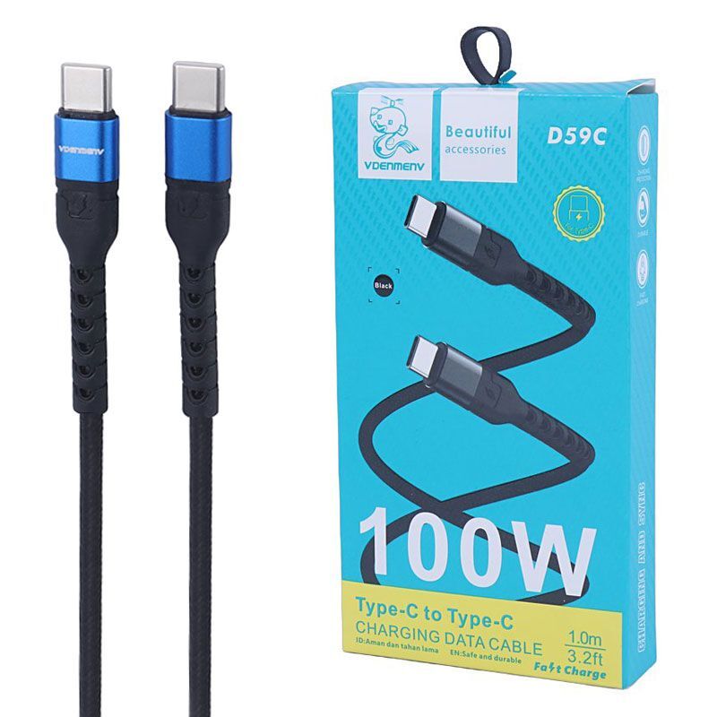 کابل دو سر تایپ سی فست شارژ 100 وات دنمن D59C طول 1 متر
