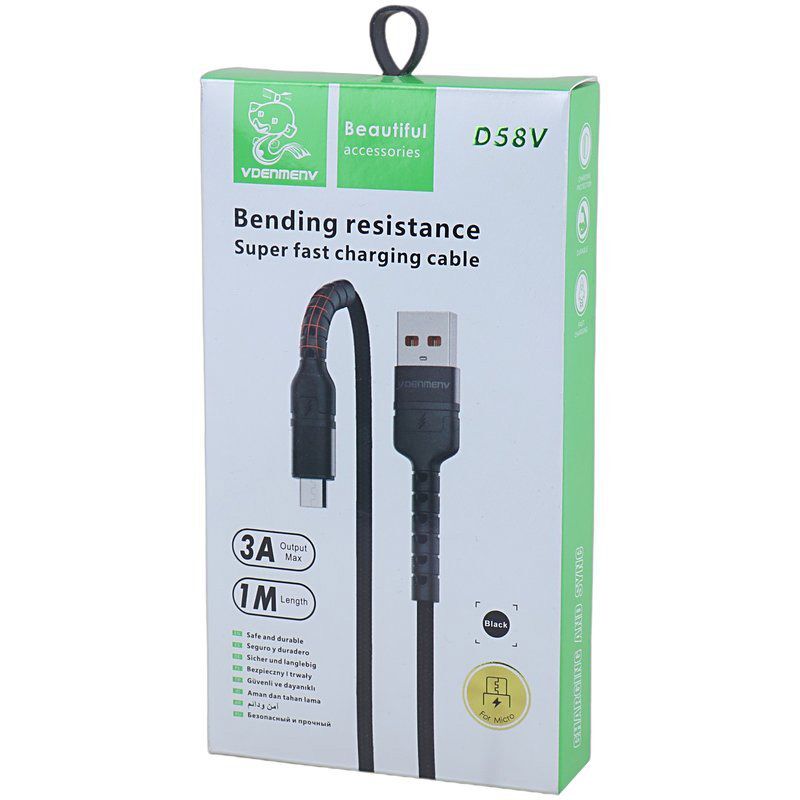 کابل میکرو یو اس بی فست شارژ 3 آمپر دنمن D58V طول 1 متر