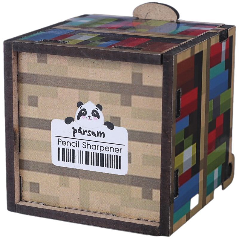 تراش چوبی مخزن دار مکعبی طرح ماینکرفت پارسام بسته 6 عددی