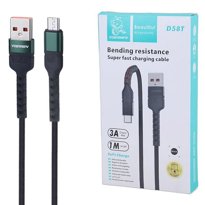 کابل تایپ سی فست شارژ 3 آمپر دنمن D58T طول 1 متر