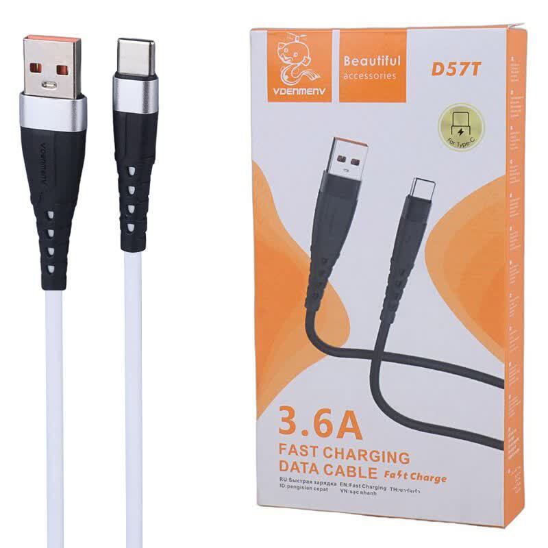 کابل تایپ سی فست شارژ 3.6 آمپر دنمن D57T طول 1 متر