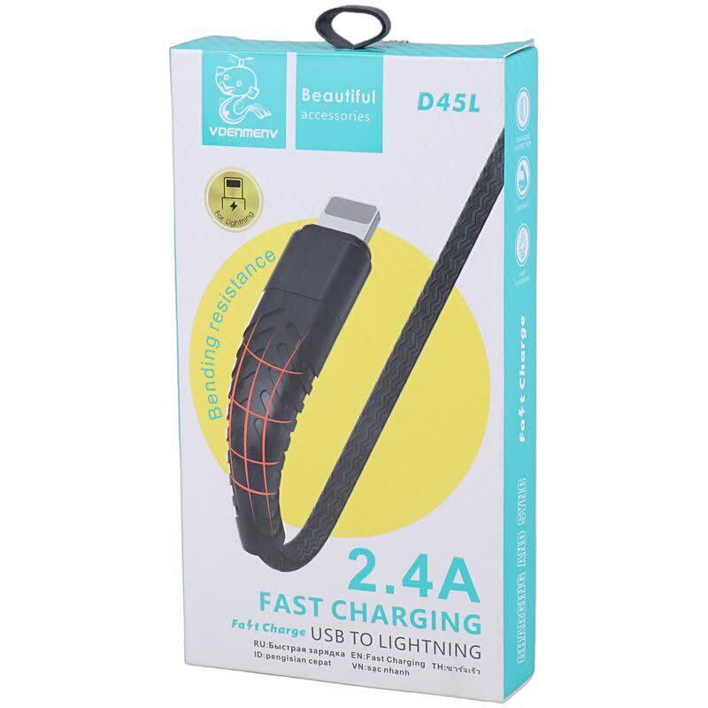 کابل لایتنینگ فست شارژ 2.4 آمپر دنمن D45L طول 1 متر