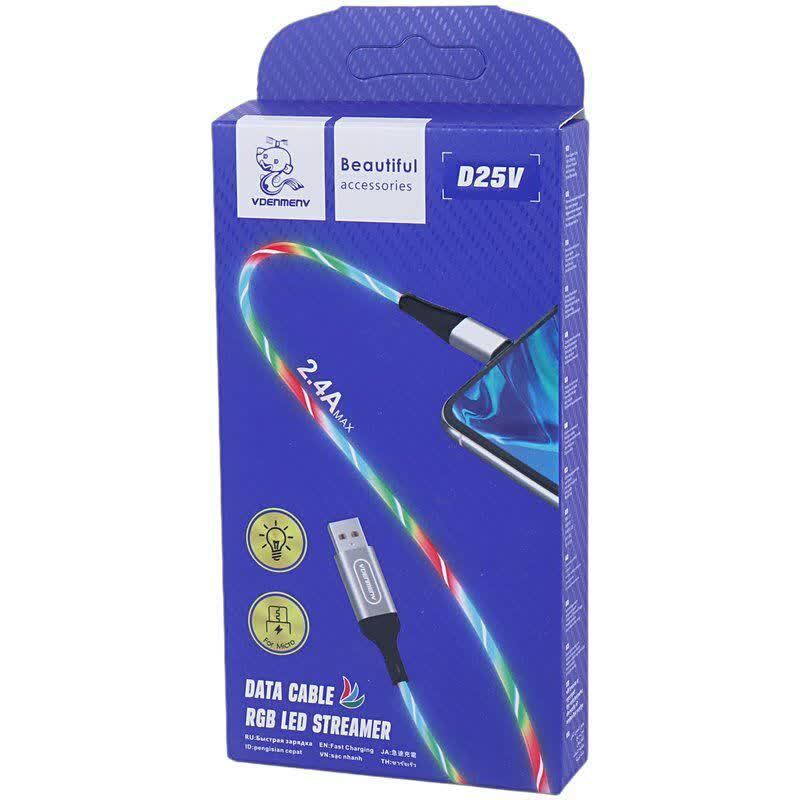 کابل میکرو یو اس بی فست شارژ 2.4 آمپر دنمن D25V طول 1 متر