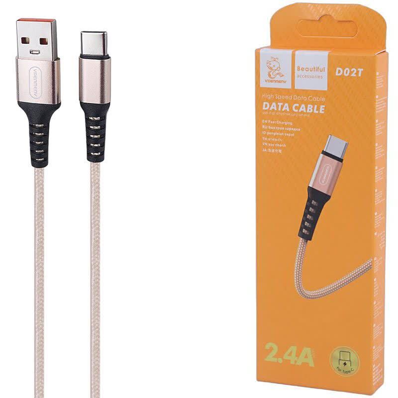 کابل تایپ سی فست شارژ 2.4 آمپر دنمن D02T طول 1 متر