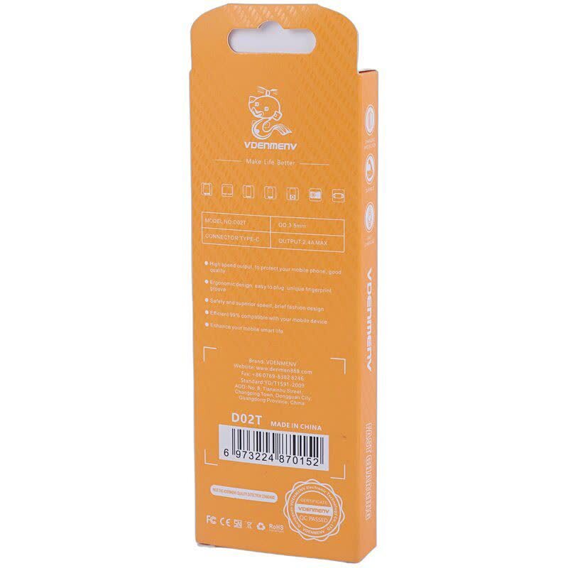 کابل تایپ سی فست شارژ 2.4 آمپر دنمن D02T طول 1 متر