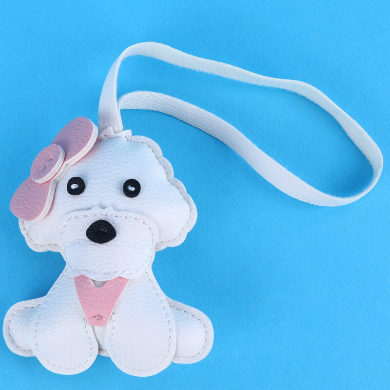 آویز کیف چرمی طرح سگ سفید