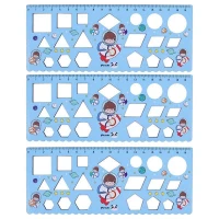 خط کش شابلون دار چوبی پارسام Parsam 19cm بسته 18 عددی