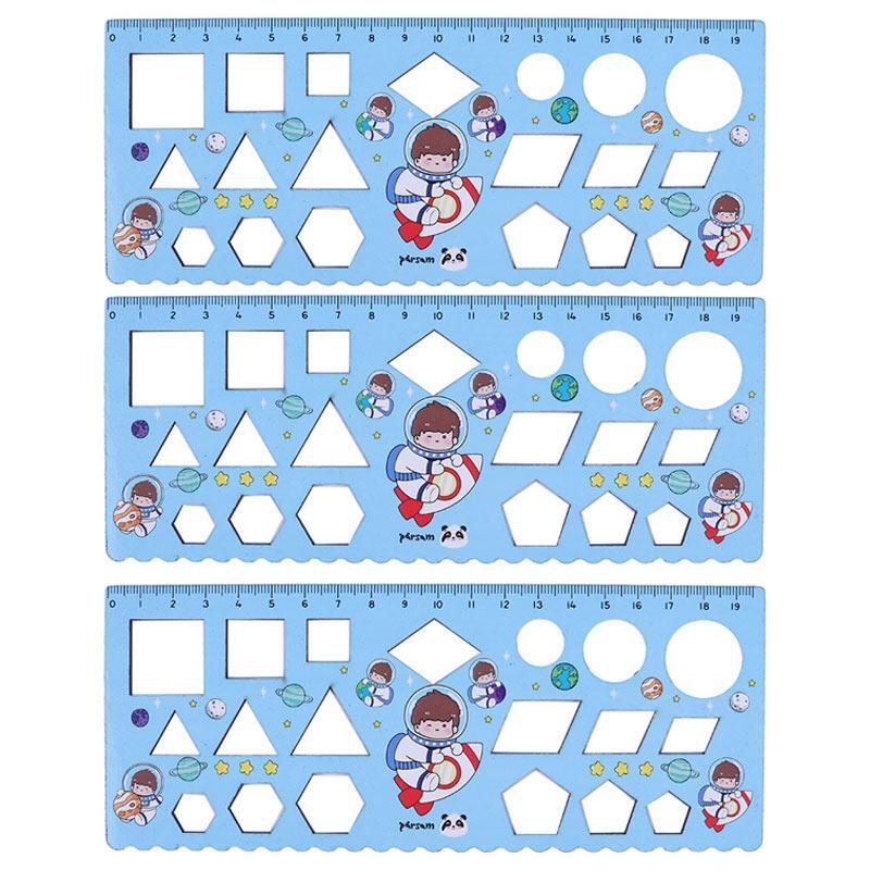 خط کش شابلون دار چوبی پارسام Parsam 19cm بسته 18 عددی