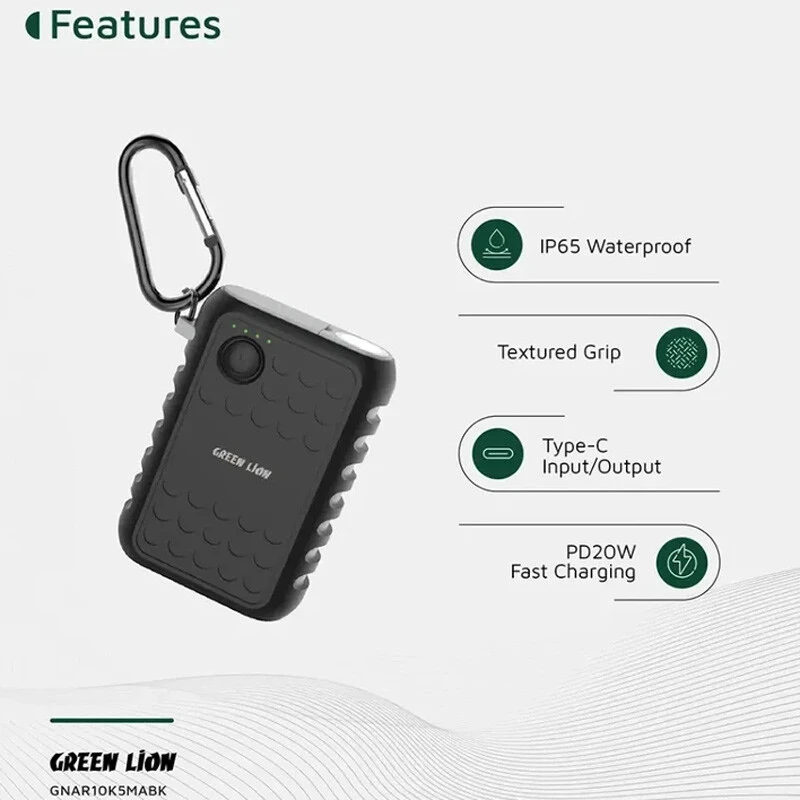 پاور بانک فست شارژ گرین لاین ARMOR GL-PX19 GNAR10K5MA PD 20W ظرفیت 10050 میلی آمپر ساعت