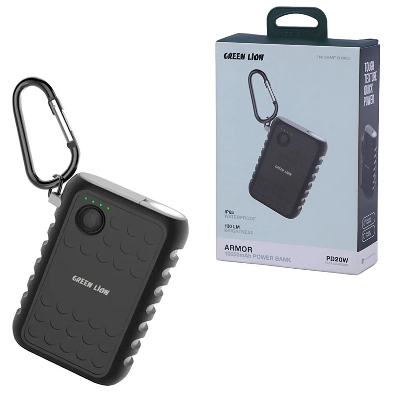پاور بانک فست شارژ گرین لاین ARMOR GL-PX19 GNAR10K5MA PD 20W ظرفیت 10050 میلی آمپر ساعت