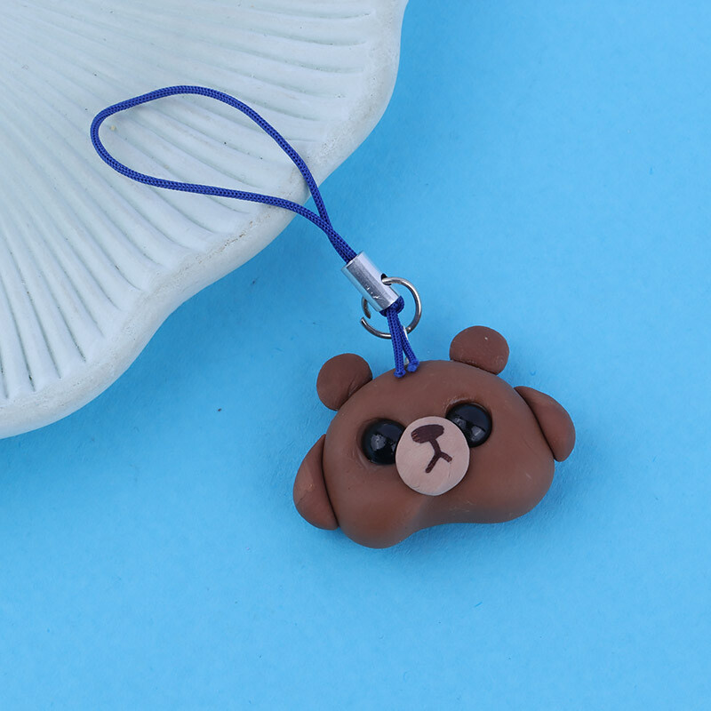 آویز فلش و موبایل طرح خرس قهوه ای خمیری