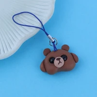 آویز فلش و موبایل طرح خرس قهوه ای خمیری