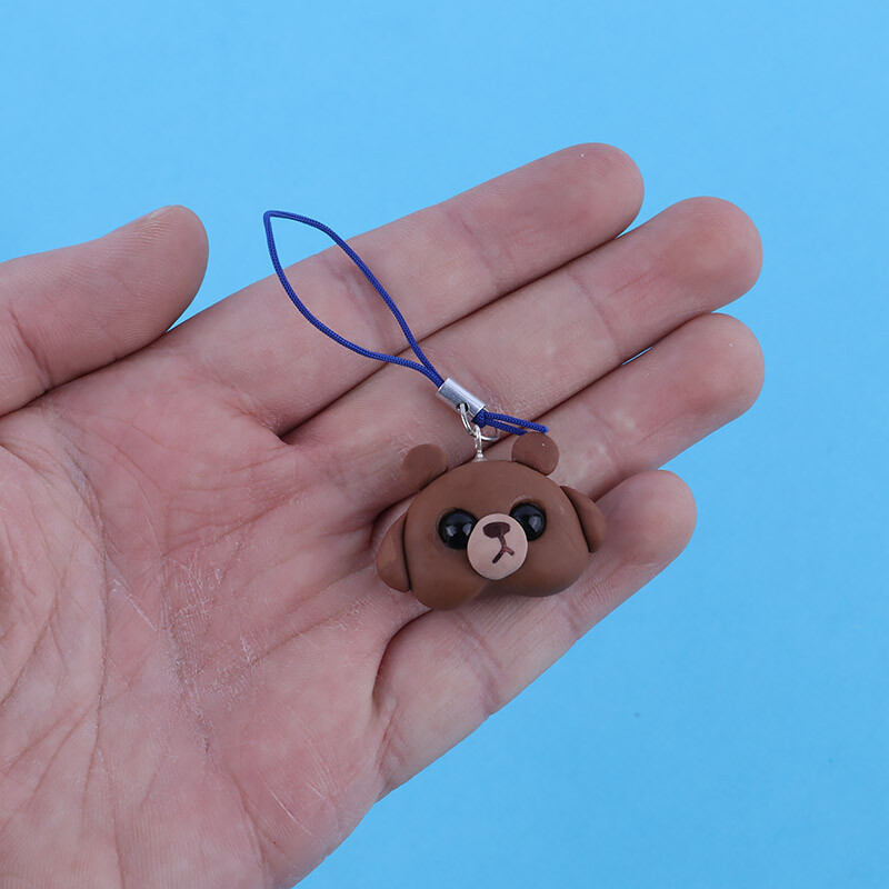 آویز فلش و موبایل طرح خرس قهوه ای خمیری