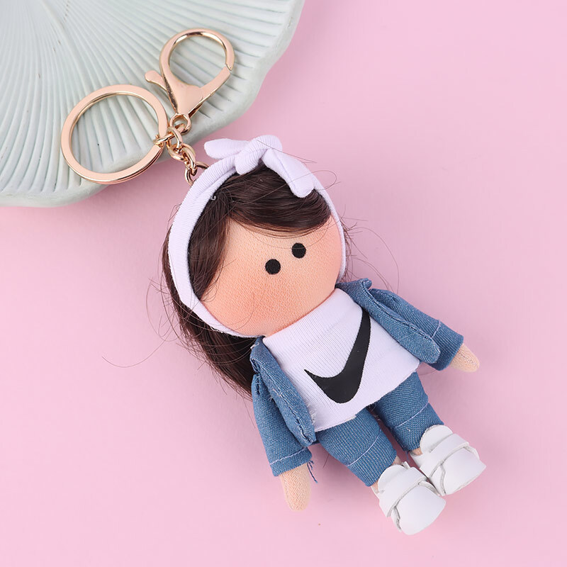 جاسوییچی عروسکی دست ساز رها لباس آبی سفید کد 6