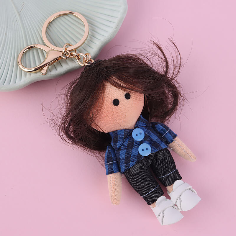 جاسوییچی عروسکی دست ساز رهام لباس چهارخونه آبی مشکی