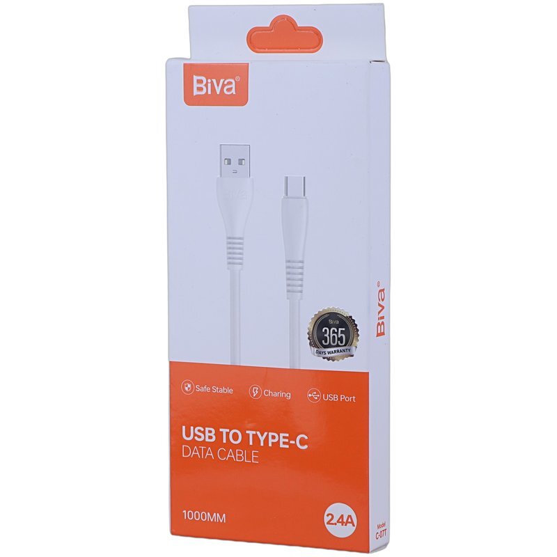 کابل تایپ سی فست شارژ 2.4 آمپر بیوا C-07T طول 1 متر