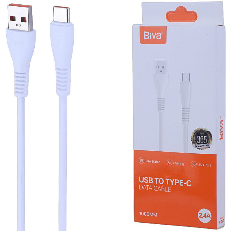 کابل تایپ سی فست شارژ 2.4 آمپر بیوا C-07T طول 1 متر