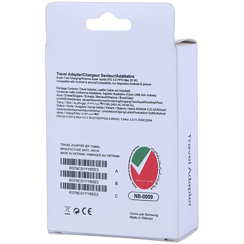 شارژر دیواری 45 وات سامسونگ EP-TA800 PD 3A