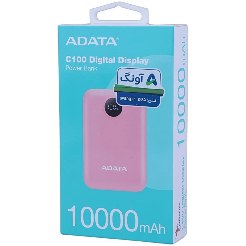 پاور بانک فست شارژ ای دیتا C100 Digital Display QC3.0 PD 20W ظرفیت 10000 میلی آمپر ساعت