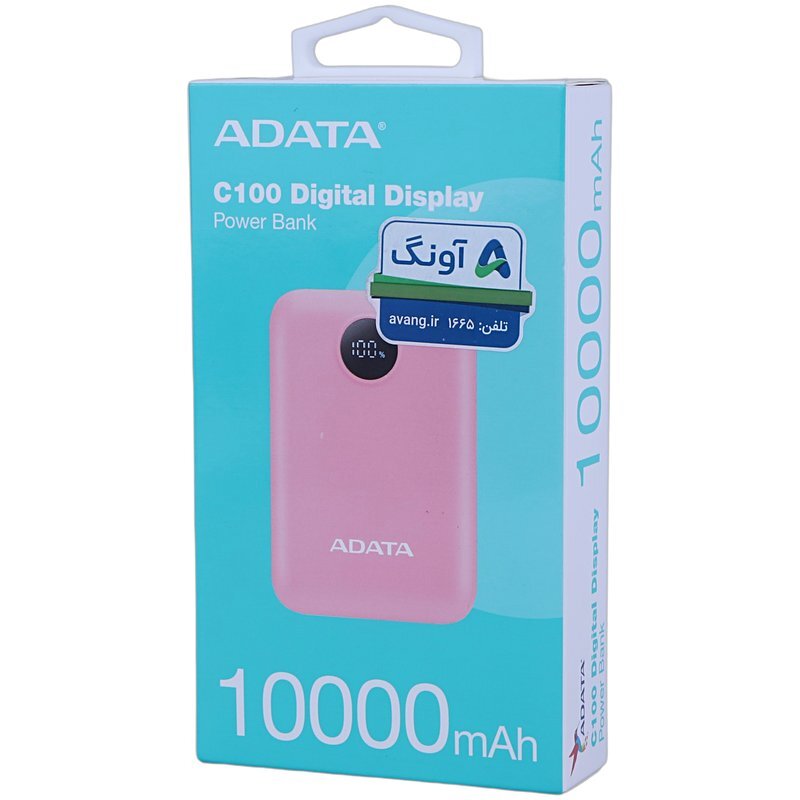 پاور بانک فست شارژ ای دیتا C100 Digital Display QC3.0 PD 20W ظرفیت 10000 میلی آمپر ساعت