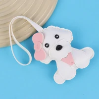 آویز کیف چرمی طرح سگ سفید