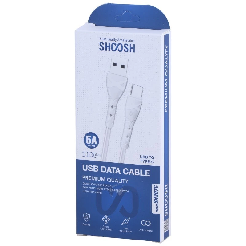 کابل تایپ سی فست شارژ 5 آمپر شوش SH207C طول 1.1 متر