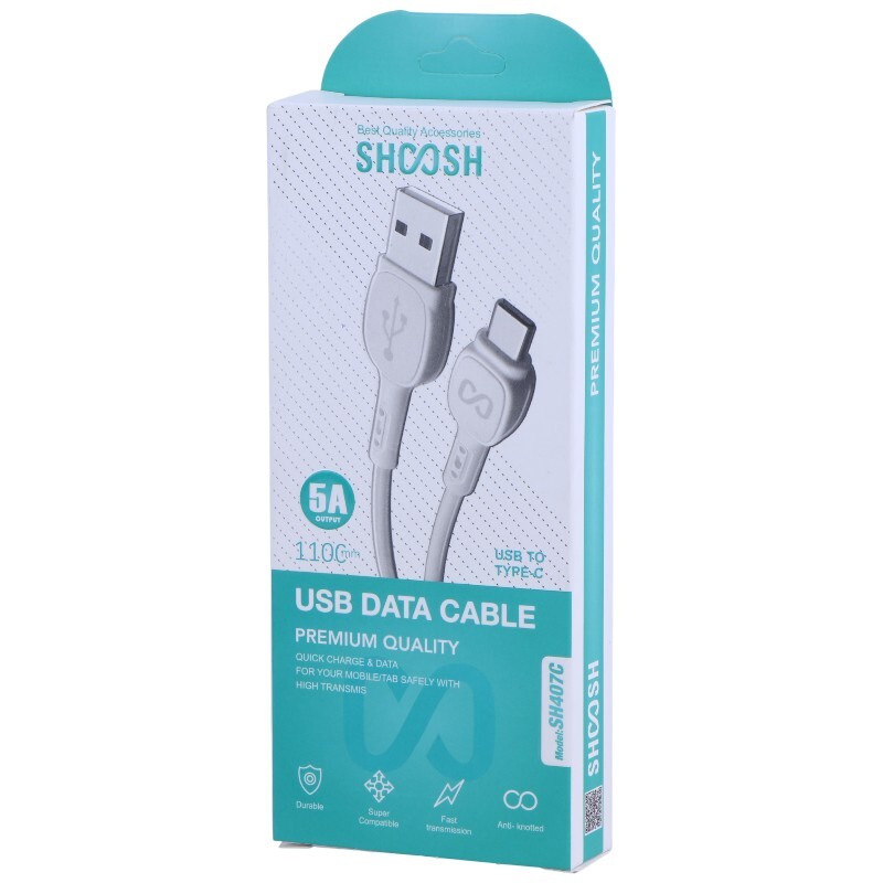 کابل تایپ سی فست شارژ 5 آمپر شوش SH407C طول 1.1 متر