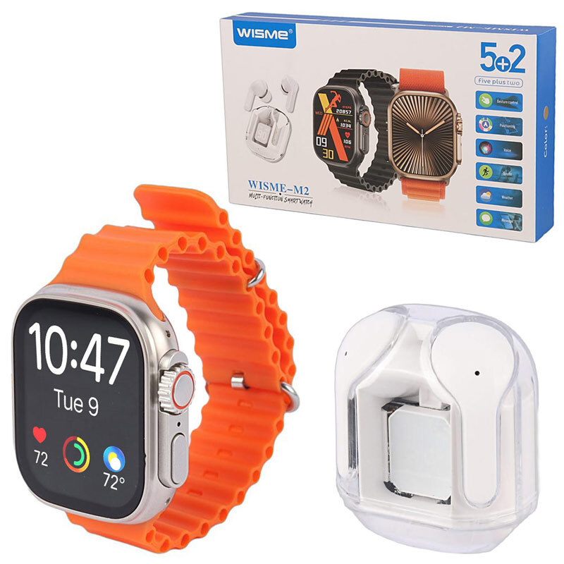 پکیج ساعت هوشمند و هندزفری بلوتوثی ویسمی WISME-M2
