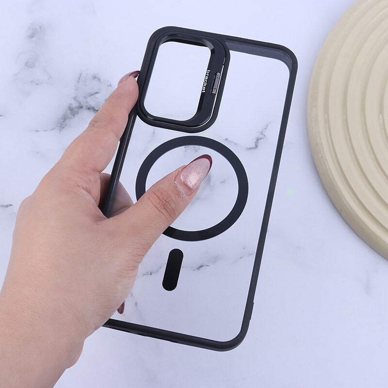 قاب PC مگ سیف Bracket سامسونگ Galaxy S23 FE 5G استندشو با محافظ لنز رینگی