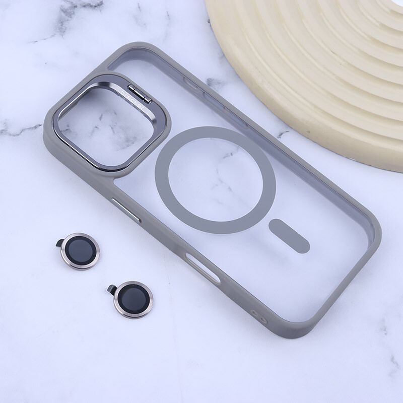 قاب PC مگ سیف Bracket آیفون iPhone 17 استندشو با محافظ لنز رینگی