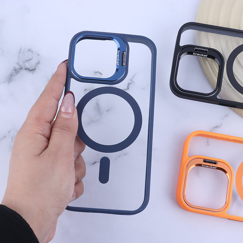 قاب PC مگ سیف Bracket آیفون iPhone 17 استندشو با محافظ لنز رینگی