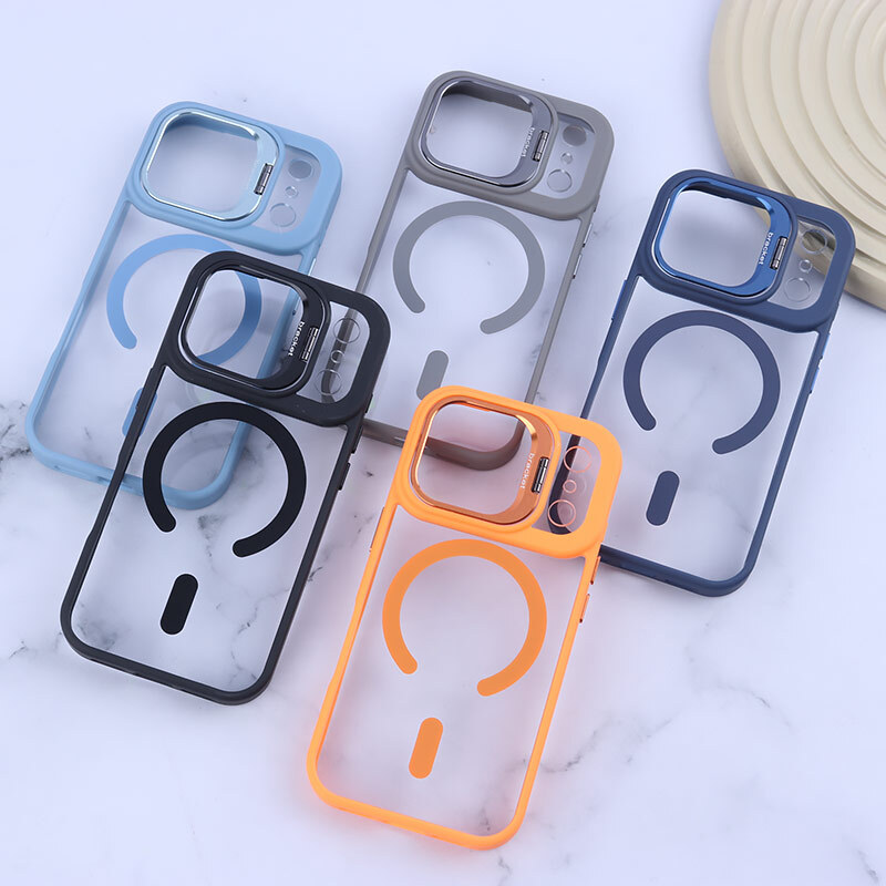 قاب PC مگ سیف Bracket آیفون iPhone 17 Pro استندشو با محافظ لنز رینگی