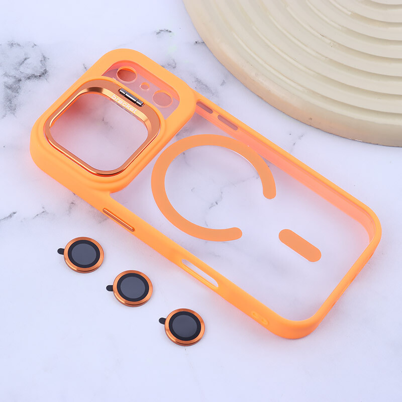 قاب PC مگ سیف Bracket آیفون iPhone 17 Pro استندشو با محافظ لنز رینگی