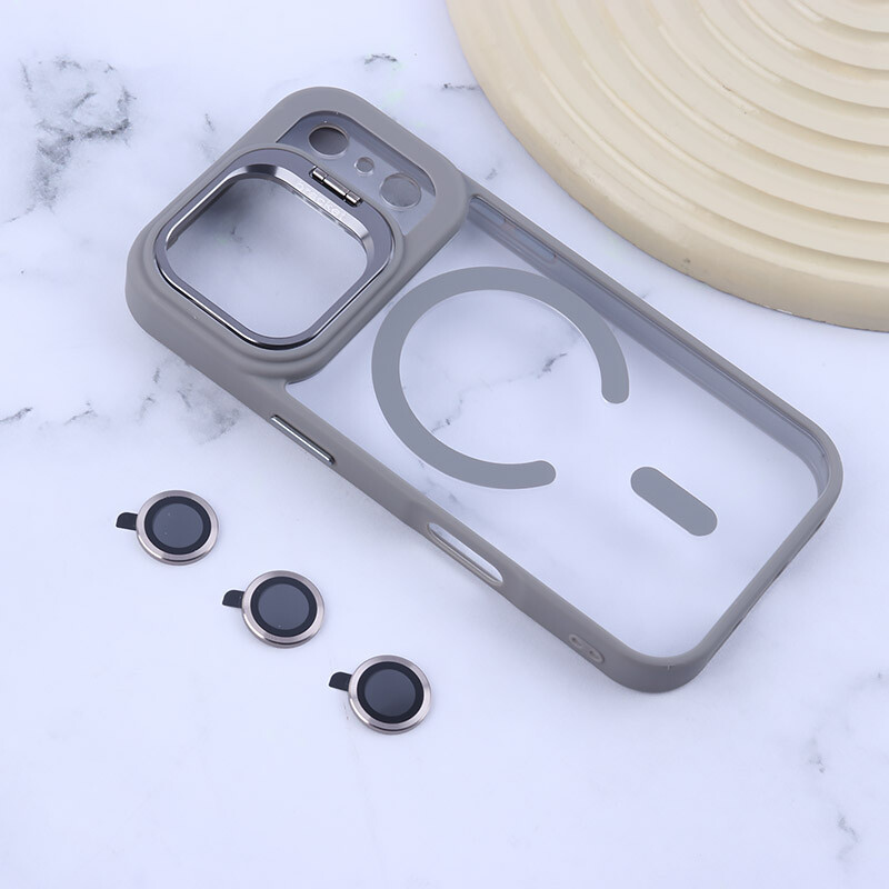 قاب PC مگ سیف Bracket آیفون iPhone 17 Pro استندشو با محافظ لنز رینگی