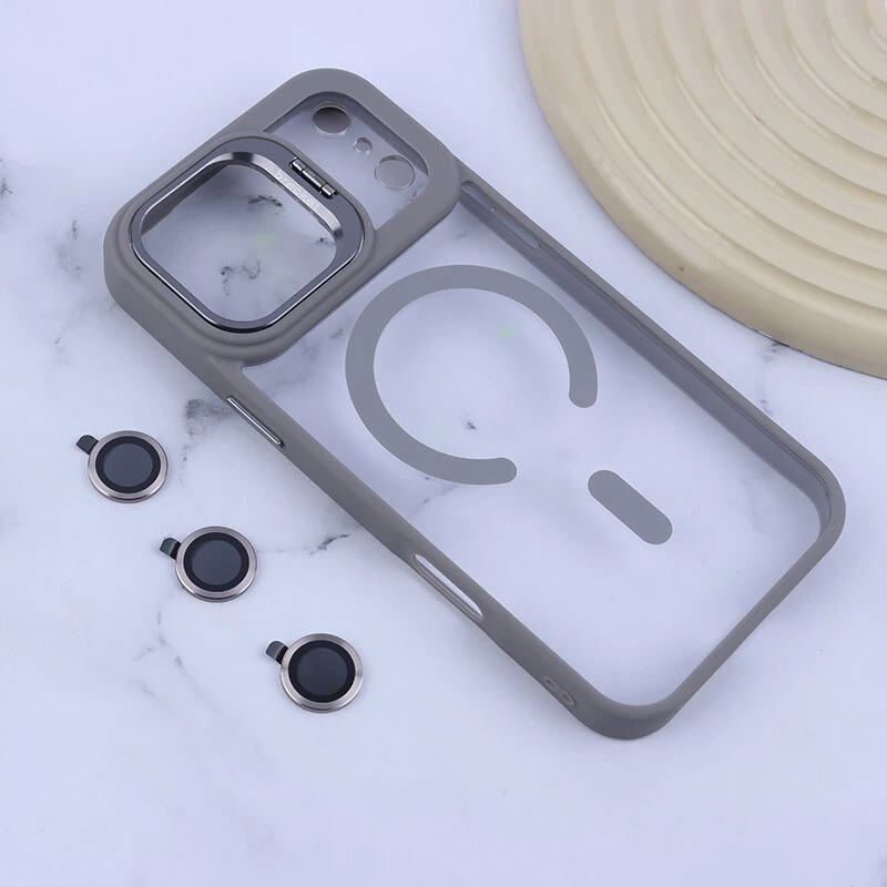 قاب PC مگ سیف Bracket آیفون iPhone 17 Pro Max استندشو با محافظ لنز رینگی