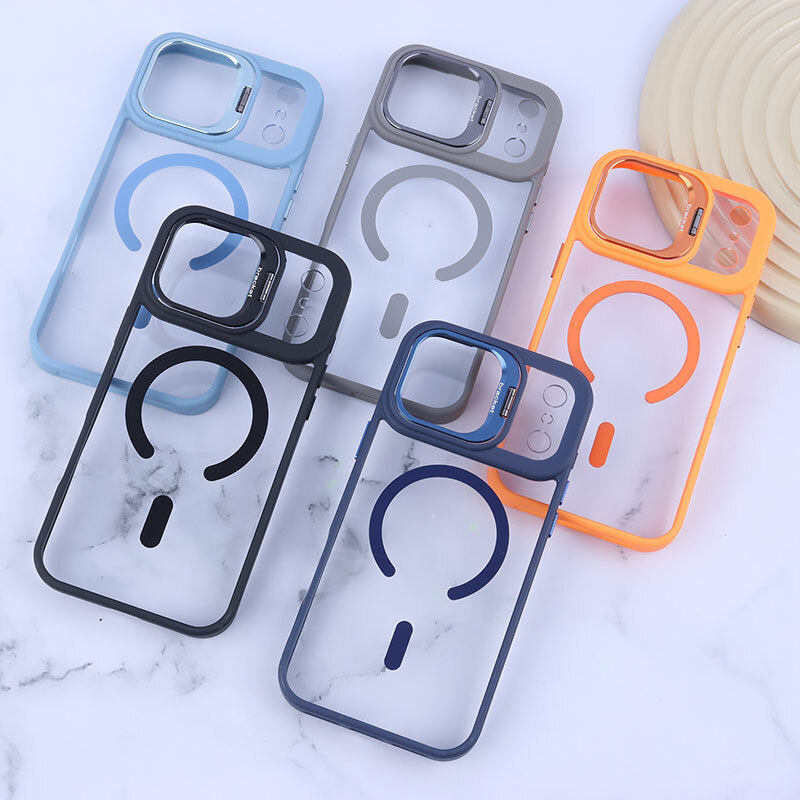 قاب PC مگ سیف Bracket آیفون iPhone 17 Pro Max استندشو با محافظ لنز رینگی