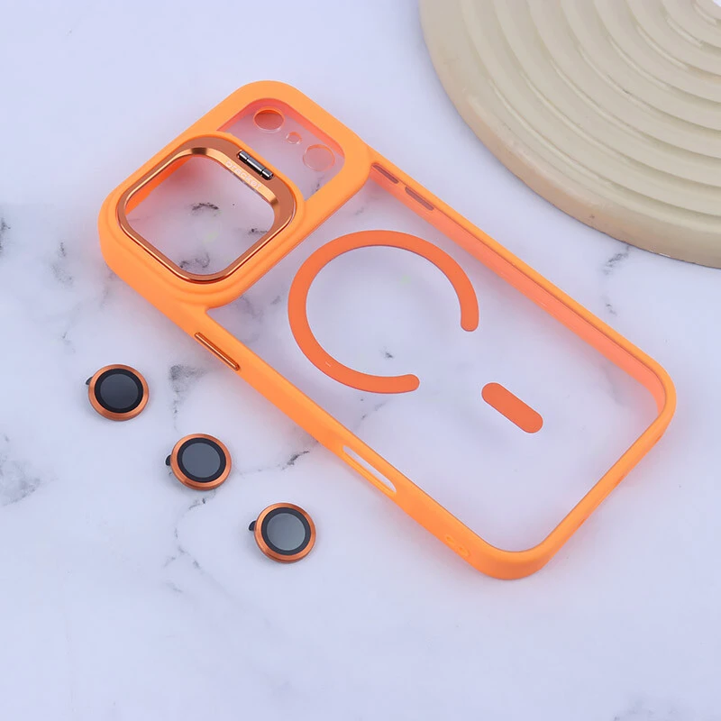 قاب PC مگ سیف Bracket آیفون iPhone 17 Pro Max استندشو با محافظ لنز رینگی