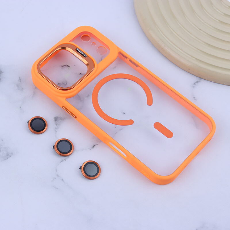 قاب PC مگ سیف Bracket آیفون iPhone 17 Pro Max استندشو با محافظ لنز رینگی