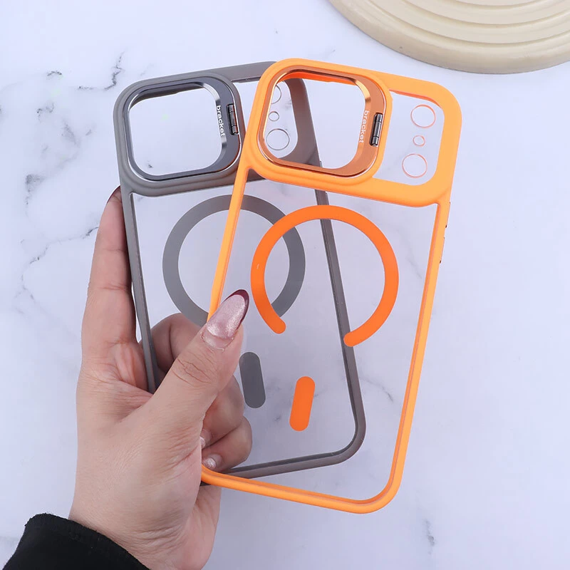 قاب PC مگ سیف Bracket آیفون iPhone 17 Pro Max استندشو با محافظ لنز رینگی