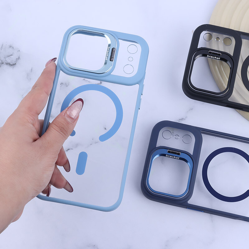 قاب PC مگ سیف Bracket آیفون iPhone 17 Pro Max استندشو با محافظ لنز رینگی