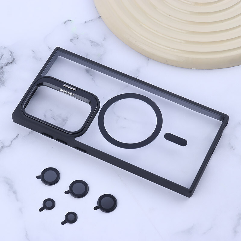 قاب PC مگ سیف Bracket سامسونگ Galaxy S23 Ultra استندشو با محافظ لنز رینگی