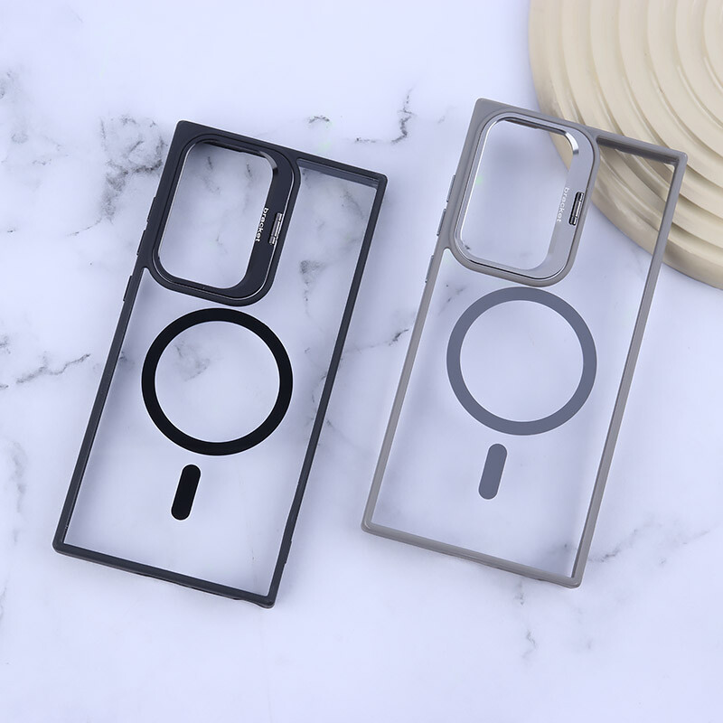 قاب PC مگ سیف Bracket سامسونگ Galaxy S23 Ultra استندشو با محافظ لنز رینگی