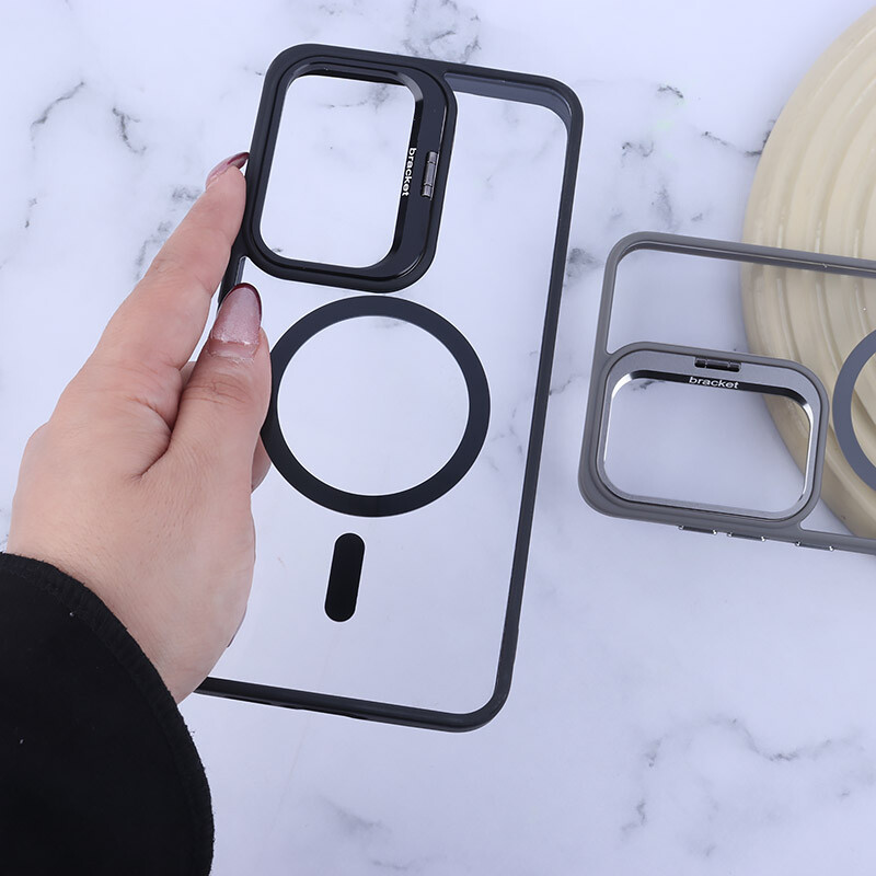 قاب PC مگ سیف Bracket سامسونگ Galaxy S24 FE استندشو با محافظ لنز رینگی