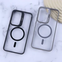 قاب PC مگ سیف Bracket سامسونگ Galaxy S24 FE استندشو با محافظ لنز رینگی