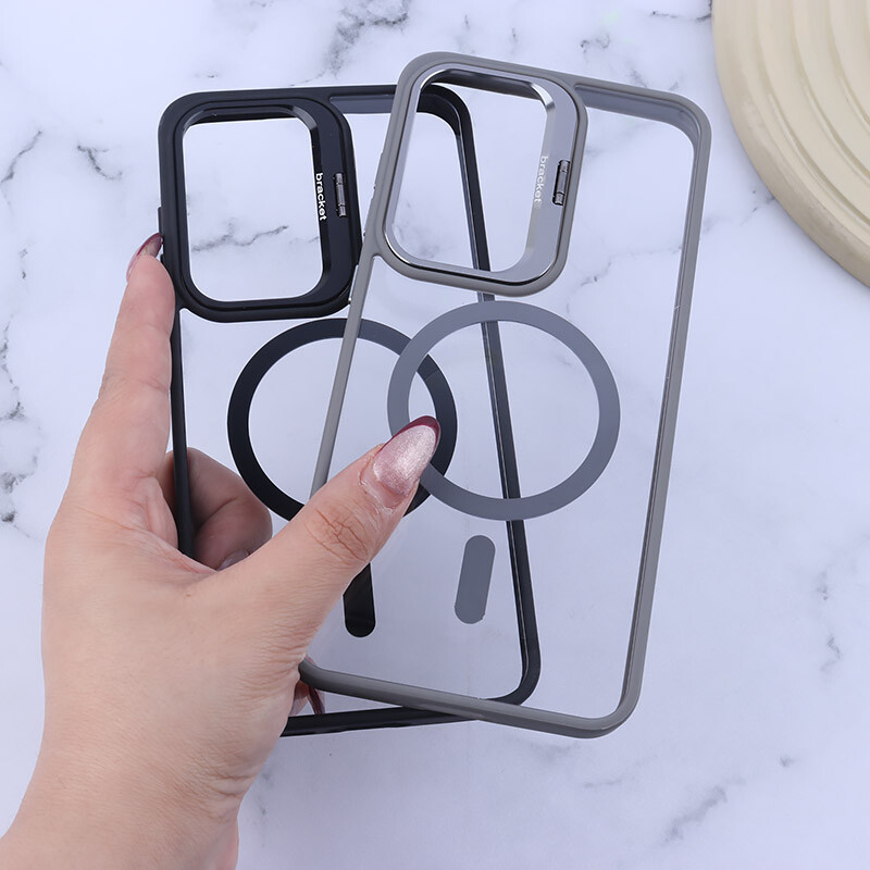 قاب PC مگ سیف Bracket سامسونگ Galaxy S24 FE استندشو با محافظ لنز رینگی