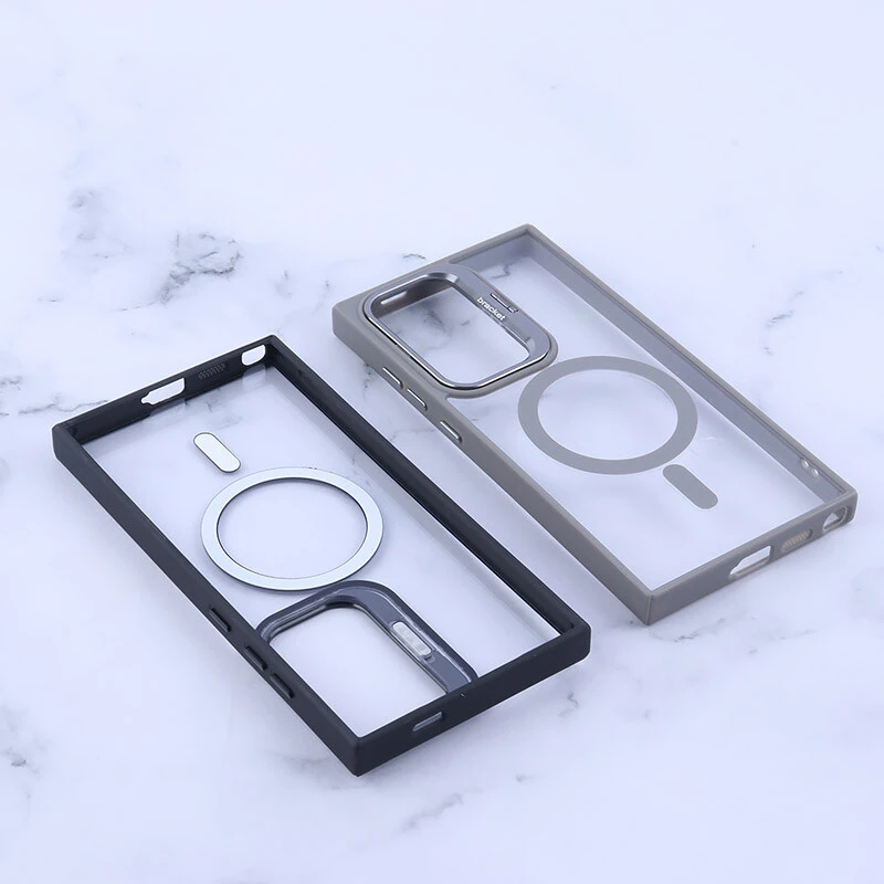 قاب PC مگ سیف Bracket سامسونگ Galaxy S24 Ultra استندشو با محافظ لنز رینگی