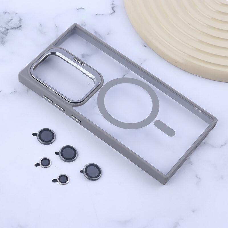 قاب PC مگ سیف Bracket سامسونگ Galaxy S24 Ultra استندشو با محافظ لنز رینگی