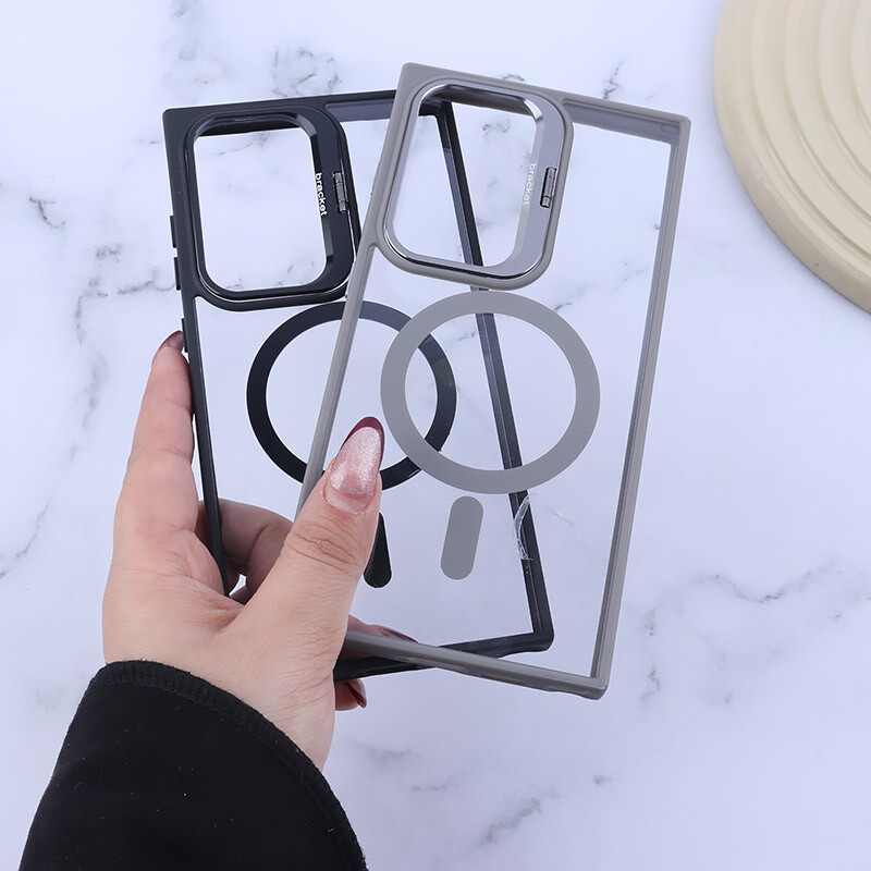 قاب PC مگ سیف Bracket سامسونگ Galaxy S24 Ultra استندشو با محافظ لنز رینگی